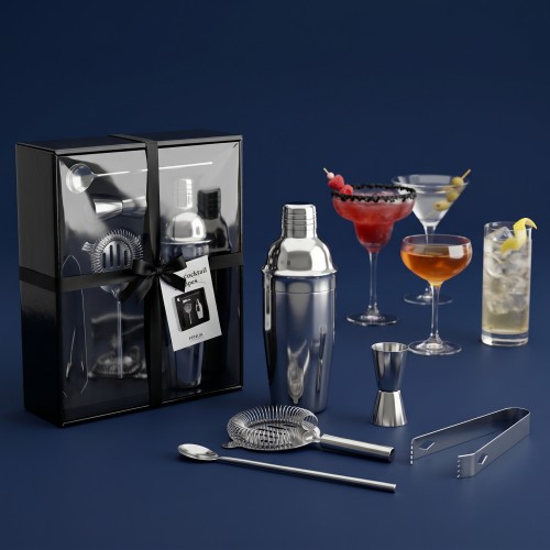set 5 accessoires cocktails boite coffret cadeau fete des peres vaisselle boisson préparation kit tahiti fenua shopping