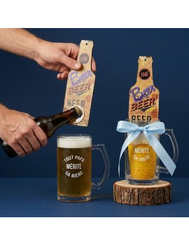 pack verre à biere + ouvre bouteille glass beer vaisselle cadeau decapsuleur tahiti fenua shopping