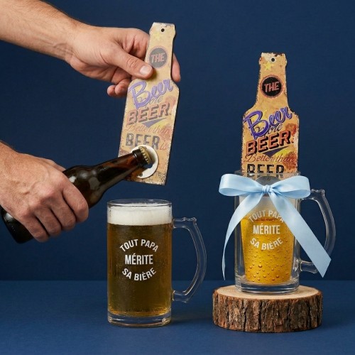 pack verre à biere + ouvre bouteille glass beer vaisselle cadeau decapsuleur tahiti fenua shopping