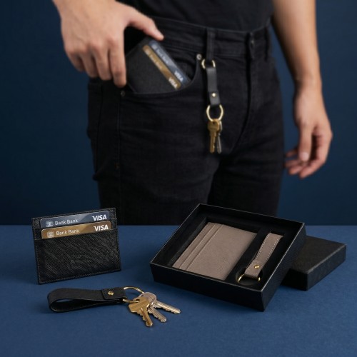 coffret porte carte + porte clés cadeau papa fete des peres accessoires utiles tahiti fenua shopping