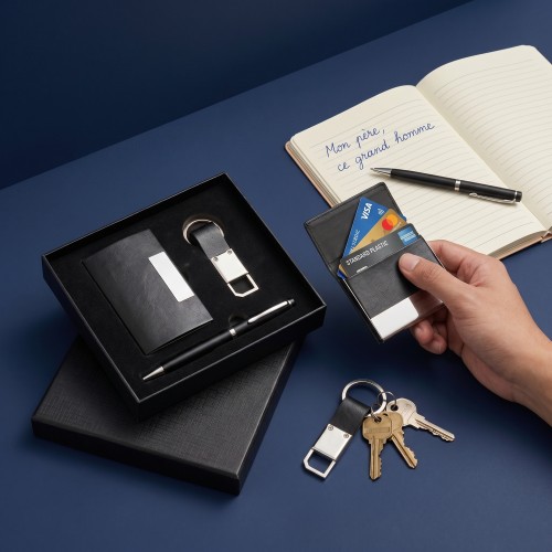 coffret porte carte + porte clés + stylo idee cadeau fete des peres papa accessoire rangement tahiti fenua shopping