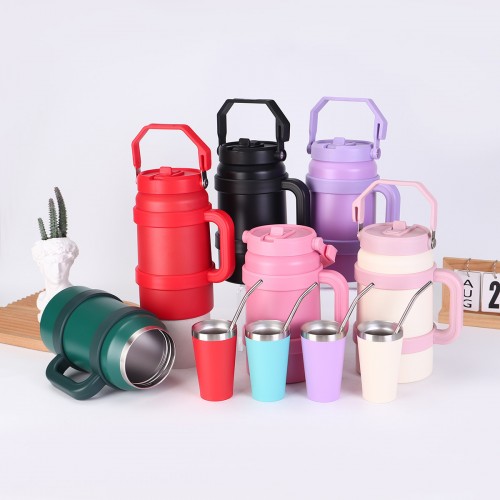 set gourde et verre isotherme isotherme acier inoxydable vaisselle boisson tahiti fenua shopping