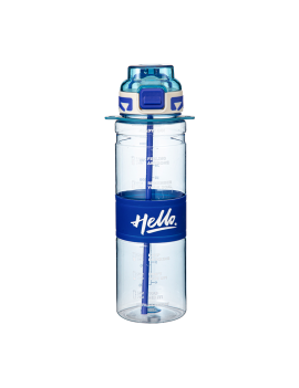 gourde sport 1L hello transparente graduée bouteille vaisselle PVC color tahiti fenua shopping