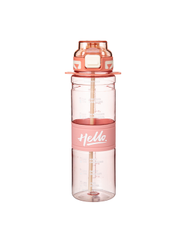 gourde sport 1L hello transparente graduée bouteille vaisselle PVC color tahiti fenua shopping
