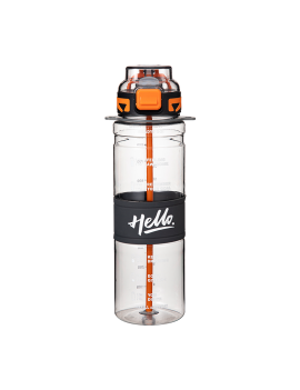gourde sport 1L hello transparente graduée bouteille vaisselle PVC color tahiti fenua shopping