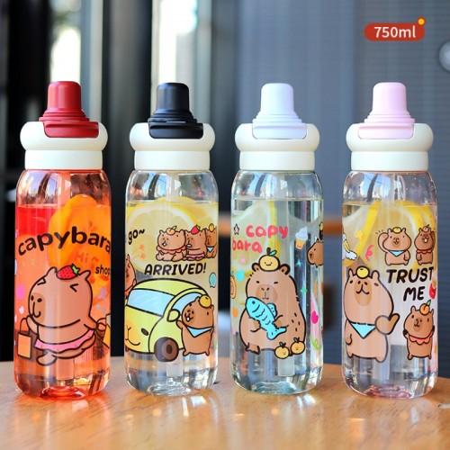 bouteille capybara 750ml PVC boisson vaisselle anse capybara cute zen tahiti fenua shopping