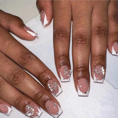set faux ongles longs french butterfly papillon beaute accessoire tahiti fenua shopping
