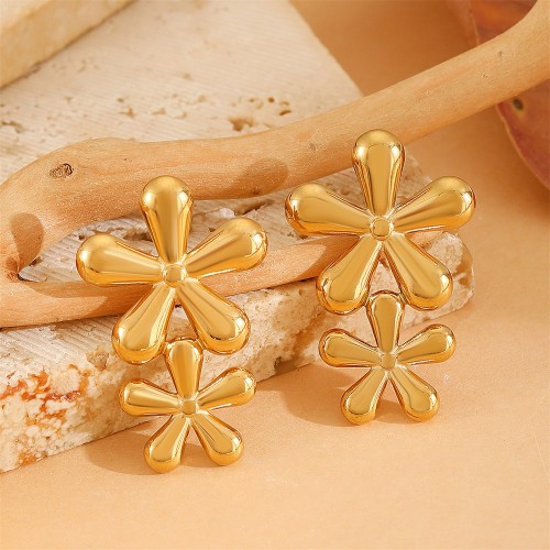 boucles flowers acier inoxydable boucles d'oreilles bijoux jewelry earings tahiti fenua shopping