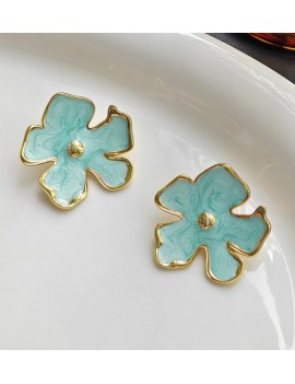 boucles blue flower acier inoxydable boucles d'oreilles bijoux jewelry earings tahiti fenua shopping