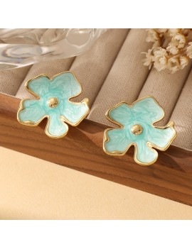 boucles blue flower acier inoxydable boucles d'oreilles bijoux jewelry earings tahiti fenua shopping