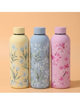 gourde rubber flowers 750ml acier inoxydable isotherme fleurie vaisselle tahiti fenua shopping