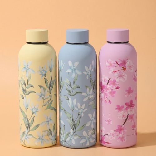 gourde rubber flowers 750ml acier inoxydable isotherme fleurie vaisselle tahiti fenua shopping