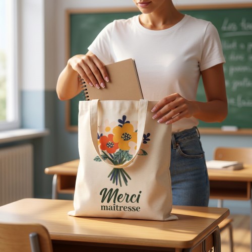 tote bag maitresse flowers idee de cadeau pour remercier la maitresse fenua shopping tahiti