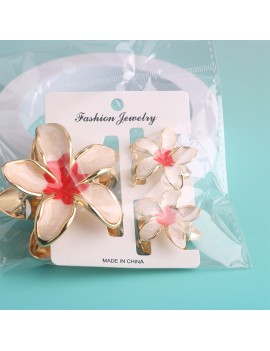 set 3 pinces hibiscus gradient metal accessoire beaute tete fleur tropical tahiti fenua shopping