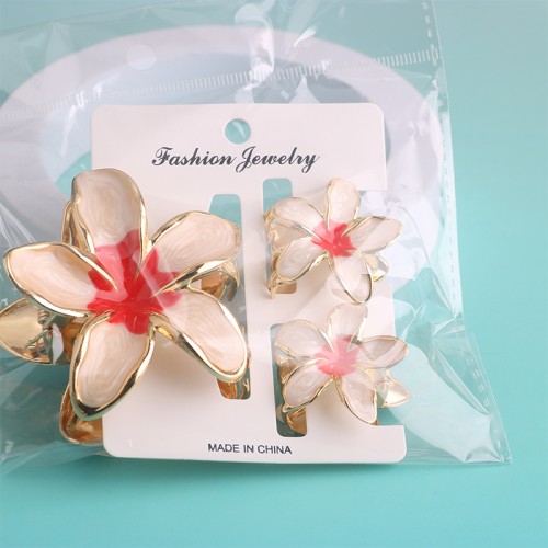 set 3 pinces hibiscus gradient metal accessoire beaute tete fleur tropical tahiti fenua shopping