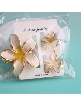 set 3 pinces hibiscus gradient metal accessoire beaute tete fleur tropical tahiti fenua shopping