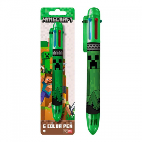 stylo 6 couleurs Minecraft papeterie pen multicolore kids enfant tahiti fenua shopping