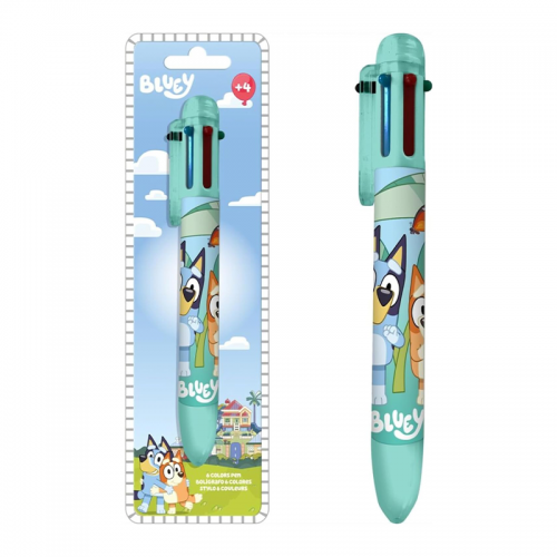 stylo 6 couleurs bluey papeterie pen multicolore kids enfant tahiti fenua shopping