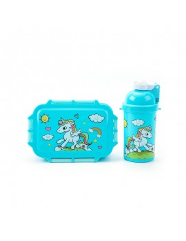 set lunch box + bouteille color block print vaisselle kids enfant repas rangement tahiti fenua shopping