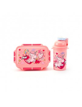 set lunch box + bouteille color block print vaisselle kids enfant repas rangement tahiti fenua shopping