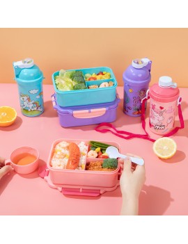 set lunch box + bouteille color block print vaisselle kids enfant repas rangement tahiti fenua shopping