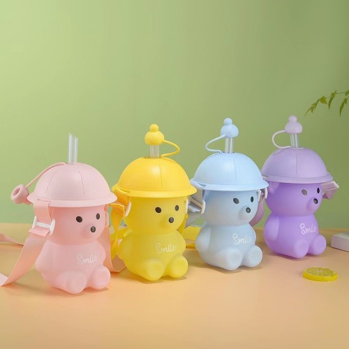 gourde ourson chapeau paille 700ml PVC enfant kids bear color boisson vaisselle tahiti Fenua shopping