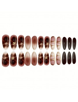 set 24 faux ongles longs mocha glam manucure espresso marron tahiti Fenua shopping
