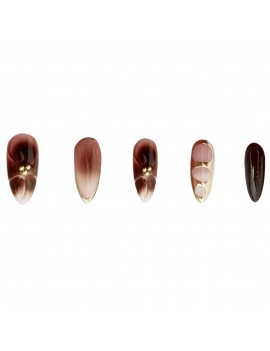set 24 faux ongles longs mocha glam manucure espresso marron tahiti Fenua shopping