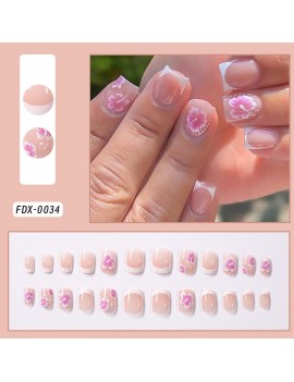 set 24 faux ongles courts French hibiscus manucure nails beauté accessoires tahiti Fenua shopping
