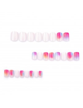 set 24 faux ongles courts rainbow aquarelle nails manucure beauté accessoires tahiti Fenua shopping