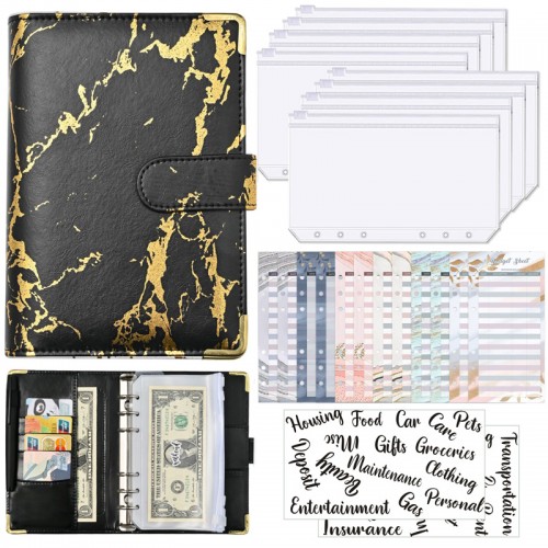 budget planner A6 marble black gold papeterie notebook organisation economies tahiti Fenua shopping