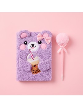 coffret notebook ourson bubble tea fluffy kids enfant cute doux purple bear tahiti fenua shopping