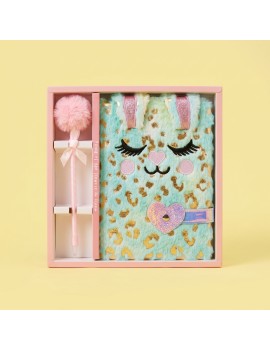 coffret notebook lapin gold fluffy calepin rabbit rainbow papeterie tahiti fenua shopping