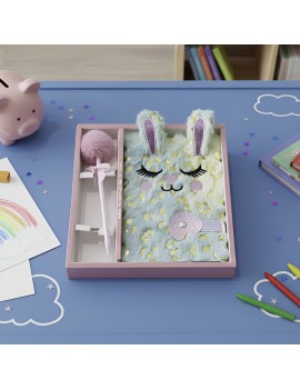 coffret notebook lapin gold fluffy calepin rabbit rainbow papeterie tahiti fenua shopping