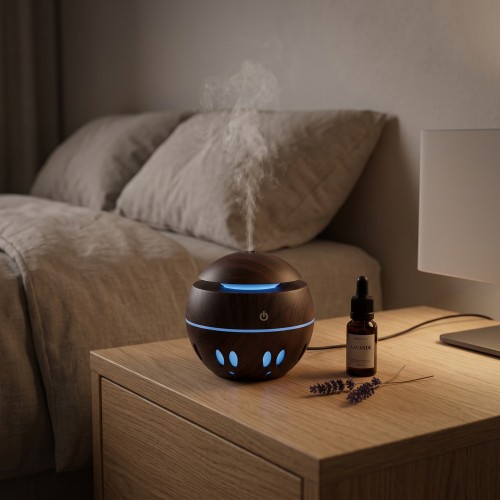 diffuseur arome rond wood led air frais maison ambiance gadget utile pratique tahiti fenua shopping