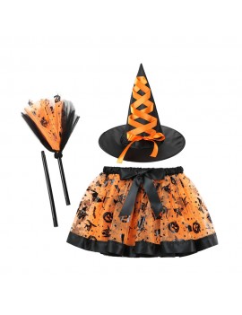set 3 pieces tutu sorciere mauve orange deguisement costume halloween tahiti fenua shopping