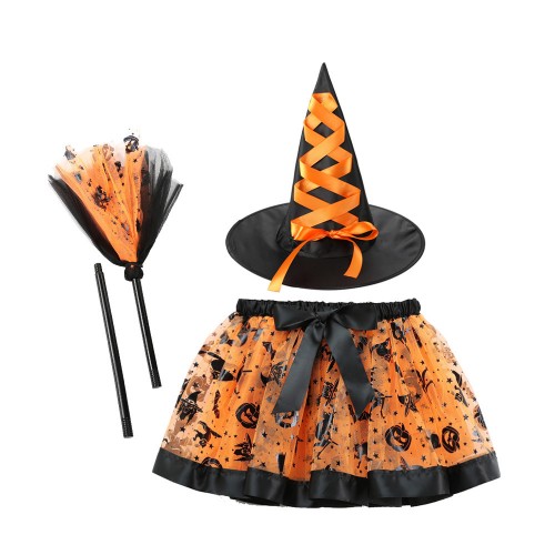 set 3 pieces tutu sorciere mauve orange deguisement costume halloween tahiti fenua shopping