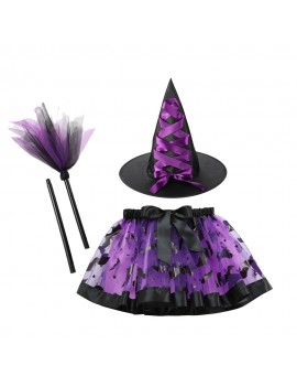 set 3 pieces tutu sorciere mauve orange deguisement costume halloween tahiti fenua shopping