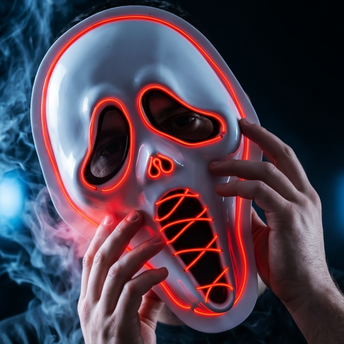 masque scream light halloween fete mask accessoire peur tueur lumineux tahiti fenua shopping