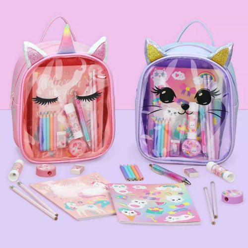 set sac papeterie stylo accessoires notebook chat licorne unicorn ecole school enfant kids fenua shopping nouvelle calédonie