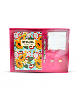 coffret notebook color tropic papaya papaye fruit carnet stylo papeterie fenua shopping nouvelle caledonie