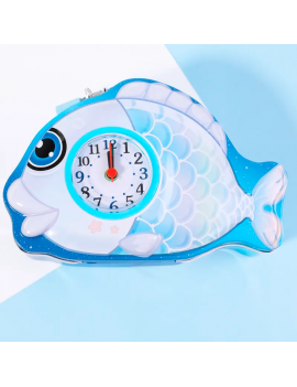 tirelire métal kids enfant poisson horloge argent nc fenua shopping