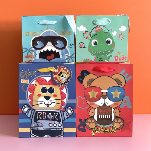 sachet cadeau animaux animal kids enfant gift bag shark cat lion dino nc fenua shopping