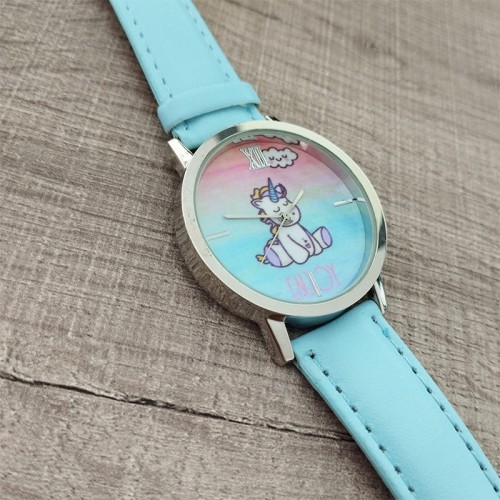 montre licorne bleu rainbow kids heure watch unicorn fenua shopping nc