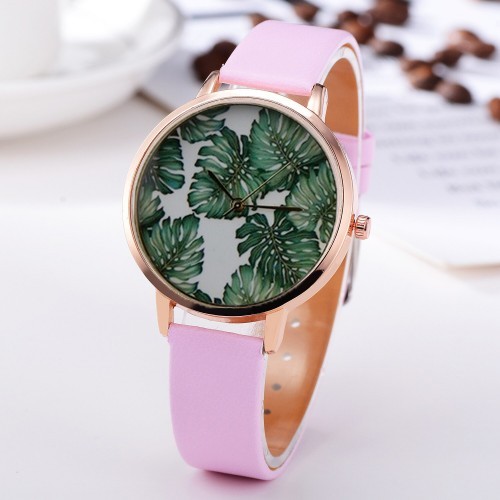 montre tropic color tropical feuillage vert rose pink watch accessoire bijoux jewelry nc fenua shopping