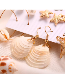 set 6 boucles shell coquillage tropical beach plage accessoire bijoux jewelry nc fenua shopping