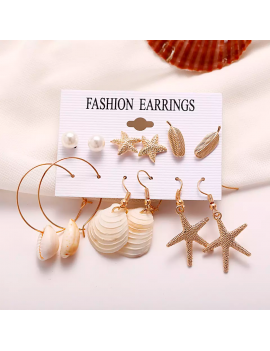set 6 boucles shell coquillage tropical beach plage accessoire bijoux jewelry nc fenua shopping