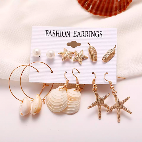 set 6 boucles shell coquillage tropical beach plage accessoire bijoux jewelry nc fenua shopping