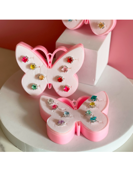 boite 8 bagues kids enfant rings bijoux papillon butterfly nc fenua shopping